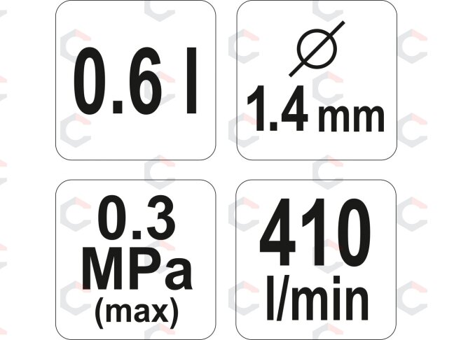 Dažymo pistoletas | HVLP | 600 cm³ | Ø 1.4 mm (YT-2340) 3 Dažymo pistoletas | HVLP | 600 cm³ | Ø 1.4 mm (YT-2340) 3