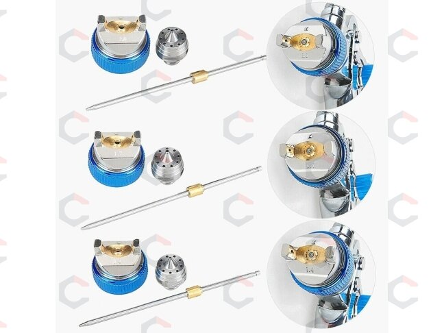 Dažymo pistoletas su aksesuarais | HVLP | 600 cm³ | Ø 1.4 mm / Ø 1.7 mm / Ø 2.0 mm (SG600S) 1 Dažymo pistoletas su aksesuarais | HVLP | 600 cm³ | Ø 1.4 mm / Ø 1.7 mm / Ø 2.0 mm (SG600S) 1