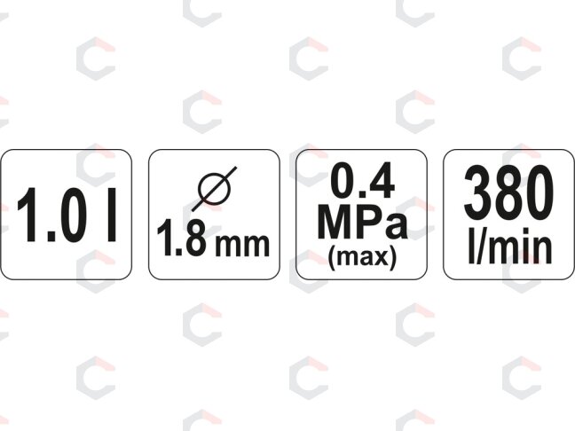 Dažymo pistoletas su apatiniu bakeliu | 1000 ml / Ø1.8 mm (YT-2346) 2
