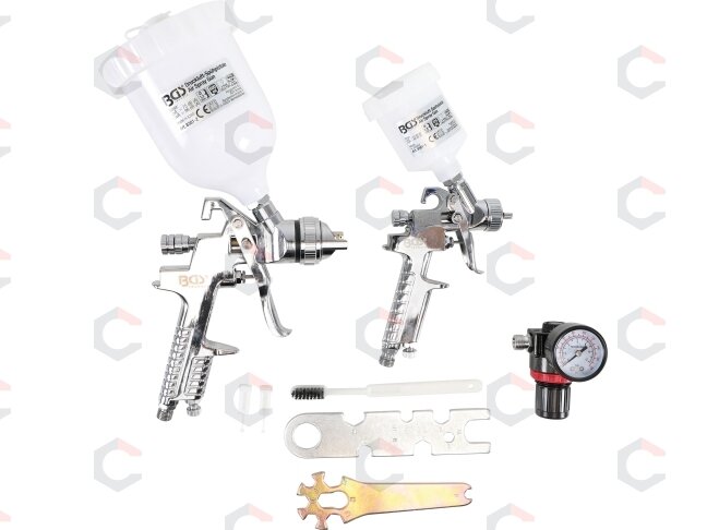 Profesionalus dažymo pistoletų rinkinys | HVLP sistema | 0.8 / 1.3 mm | 5 vnt. (8381) Profesionalus dažymo pistoletų rinkinys | HVLP sistema | 0.8 / 1.3 mm | 5 vnt. (8381)