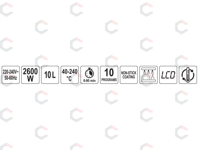 Daugiafunkcinė karšto oro orkaitė / gruzdintuvė | 10 l | 2600 W (67595) 12 Daugiafunkcinė karšto oro orkaitė / gruzdintuvė | 10 l | 2600 W (67595) 12