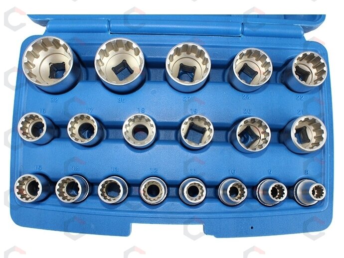 Daugiafunkcinių galvučių rinkinys Spline | 12,5 mm (1/2") | 8-32 mm | 19 vnt. (KR121019) 1
