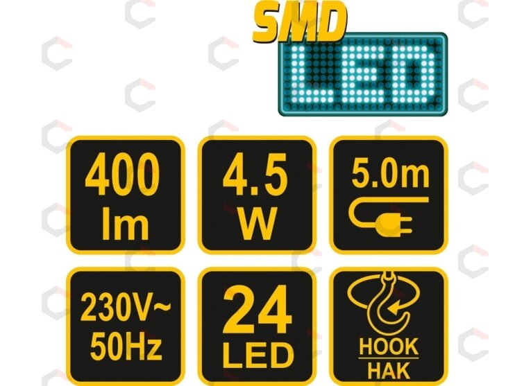 Dirbtuvinė LED lempa su laidu SMD 4,5 W (82706) 3 Dirbtuvinė LED lempa su laidu SMD 4,5 W (82706) 3