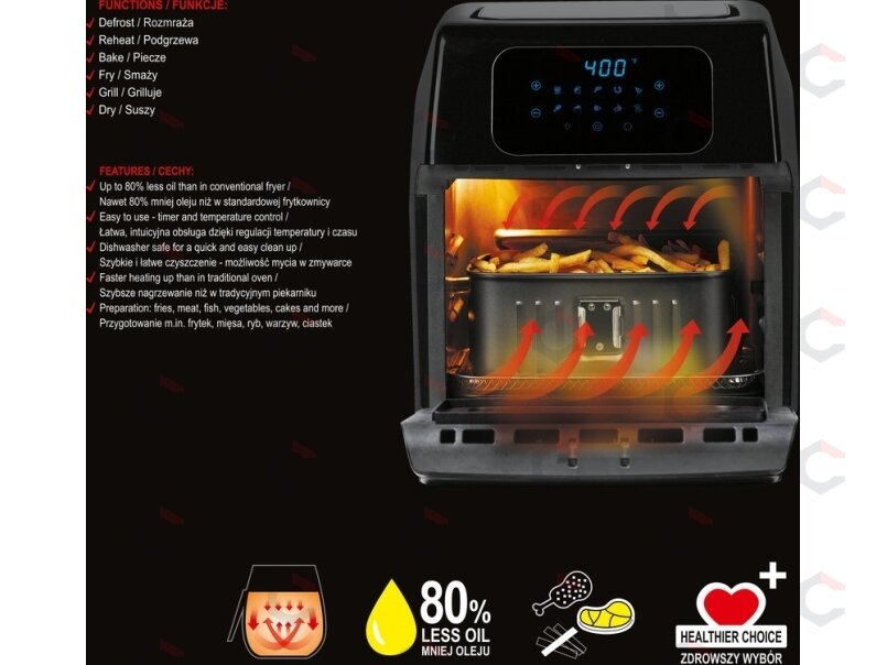 Daugiafunkcinė orkaitė / gruzdintuvė / fritiūrinė | 12 litrų | 1800W (67590) 17 Daugiafunkcinė orkaitė / gruzdintuvė / fritiūrinė | 12 litrų | 1800W (67590) 17