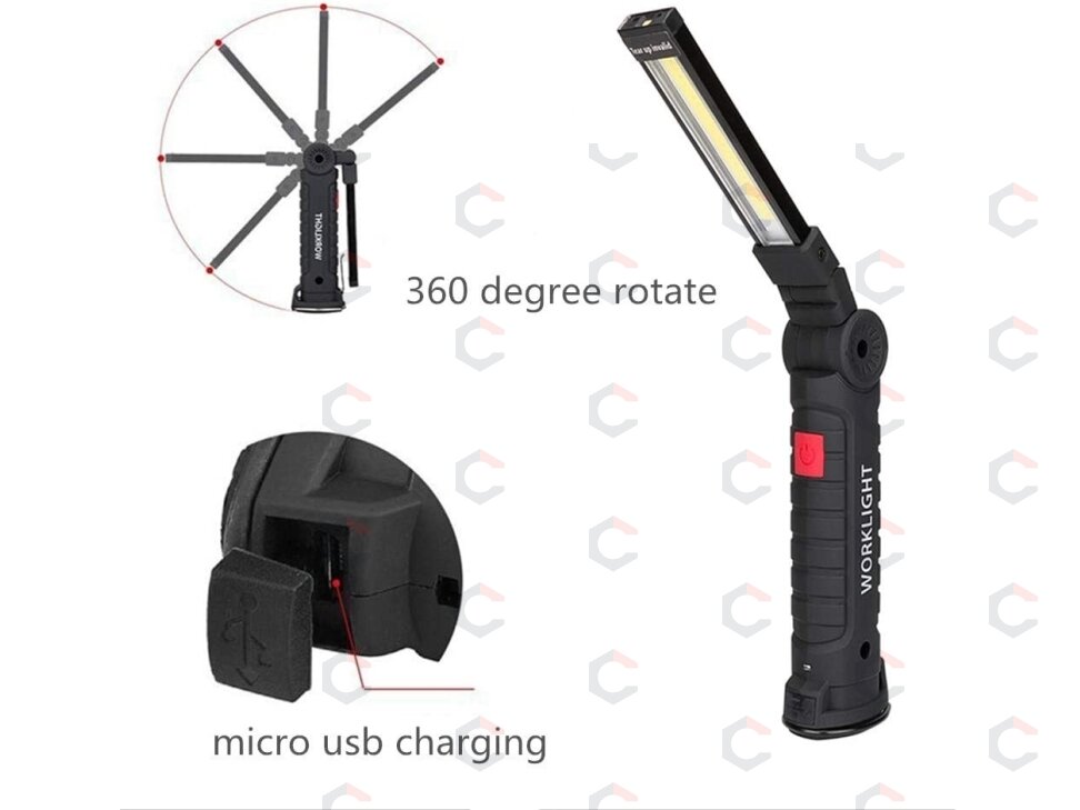Darbo lempa akumuliatorinė | aluminis +ABS+Guma | 3W COB | USB (FD-8652)