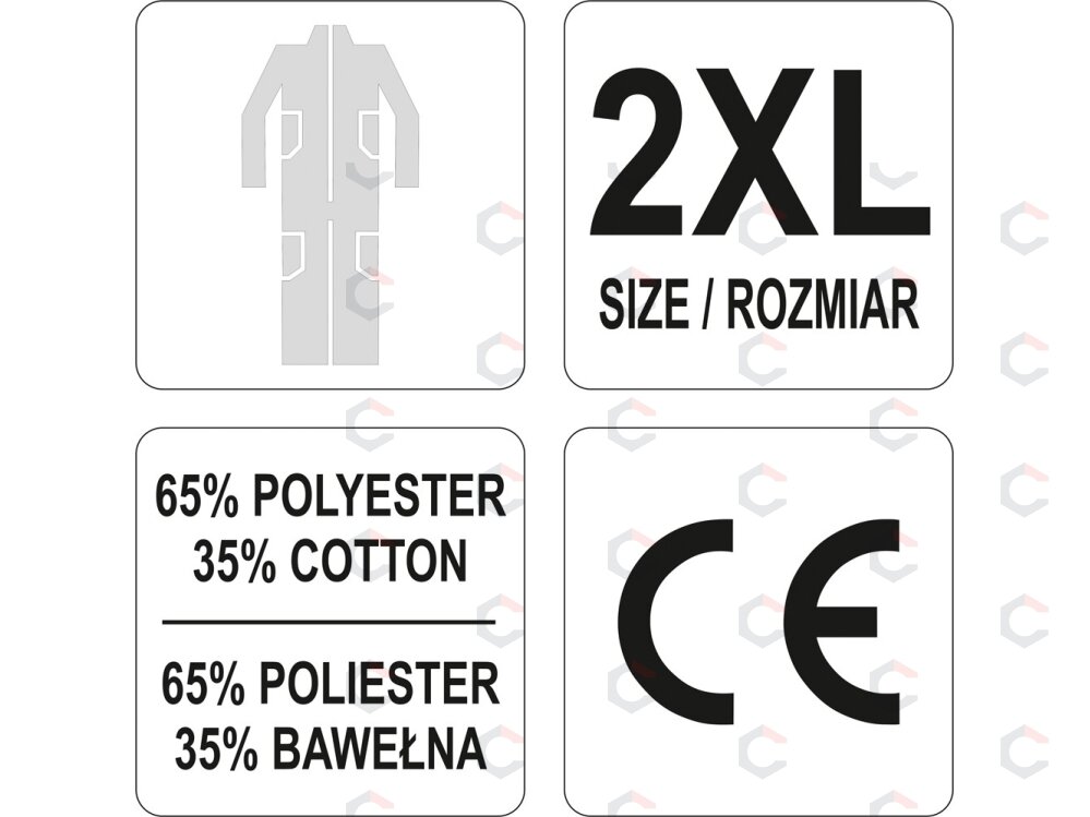 Darbinis kombinezonas pilkas XXL dydis (YT-80424) 2 Darbinis kombinezonas pilkas XXL dydis (YT-80424) 2