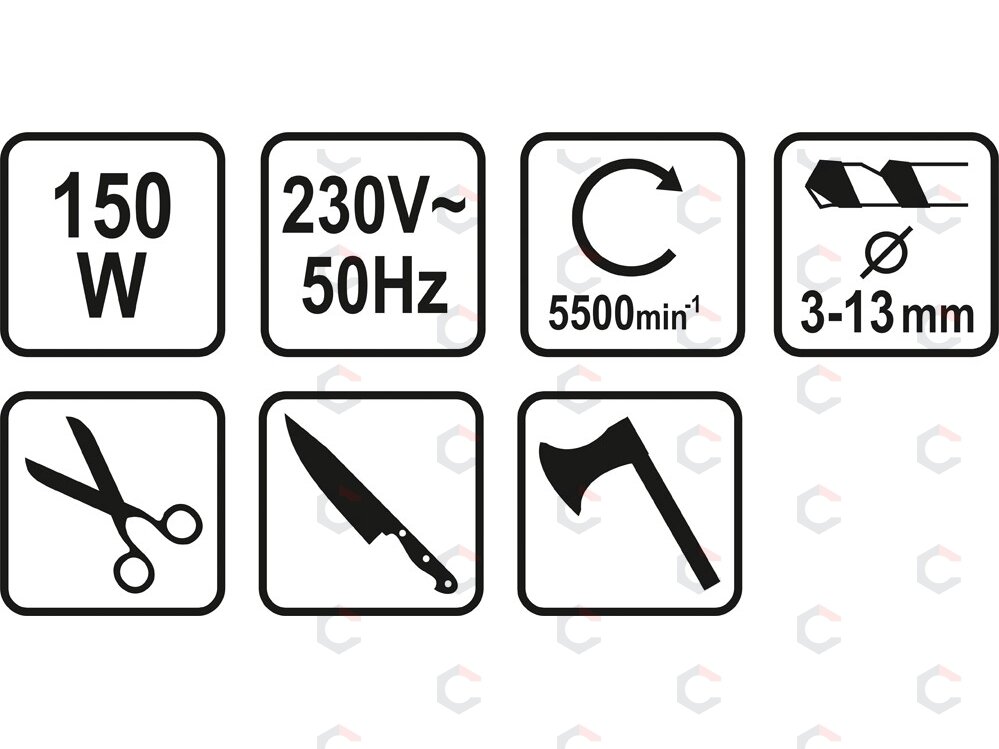 Daugiafunkcinės galandymo staklės 150W (grąžtai, peiliai, žirklės, kirviai, diskai) (73473) 11 Daugiafunkcinės galandymo staklės 150W (grąžtai, peiliai, žirklės, kirviai, diskai) (73473) 11