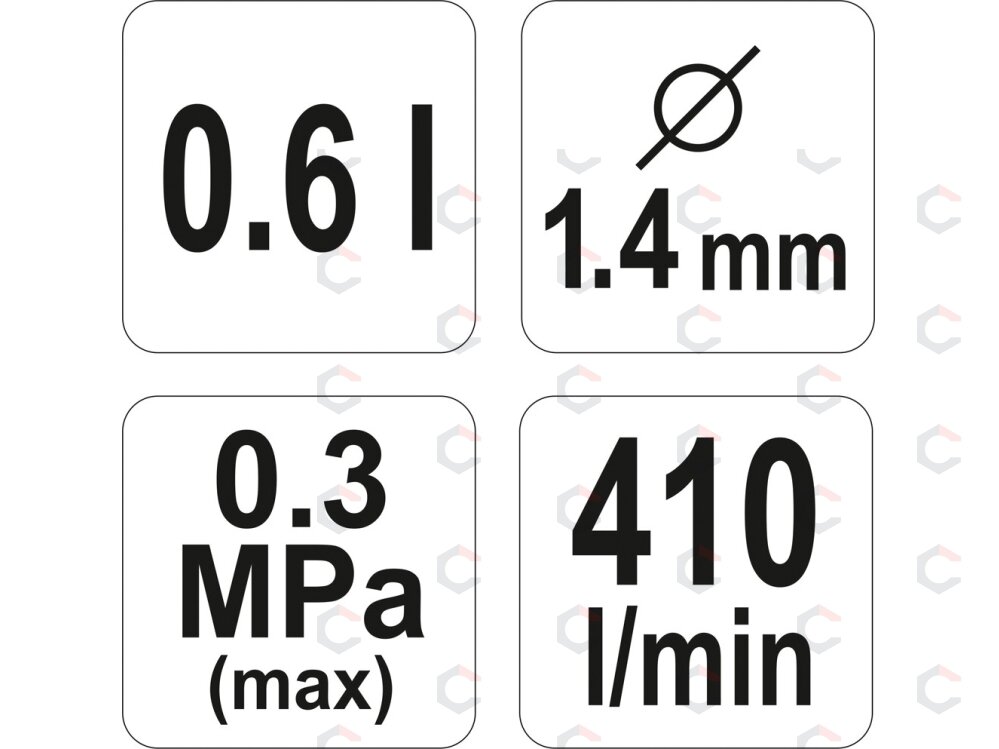 Dažymo pistoletas | HVLP | 600 cm³ | Ø 1.4 mm (YT-2340) 3 Dažymo pistoletas | HVLP | 600 cm³ | Ø 1.4 mm (YT-2340) 3