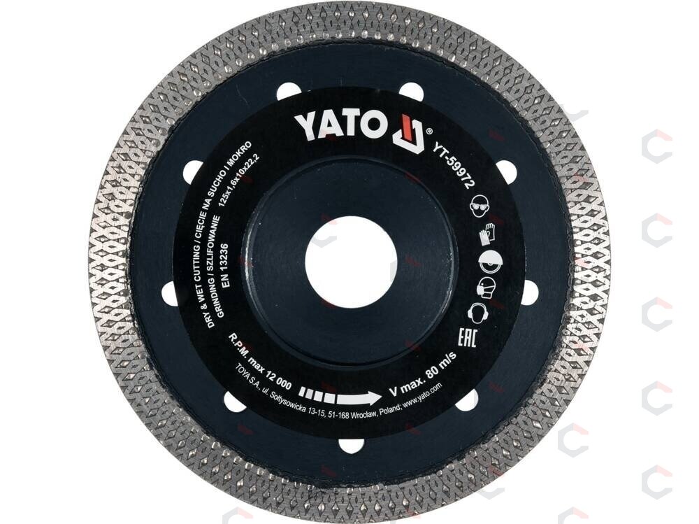 Deimantinis pjovimo diskas keramikai | be atplaišų | 125 mm | 1,6 mm (YT-59972) Deimantinis pjovimo diskas keramikai | be atplaišų | 125 mm | 1,6 mm (YT-59972)