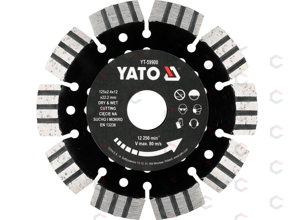 Deimantinis pjovimo diskas gelžbetoniui | 125 × 12 × 22,2 mm (YT-59900) 1 Deimantinis pjovimo diskas gelžbetoniui | 125 × 12 × 22,2 mm (YT-59900) 1