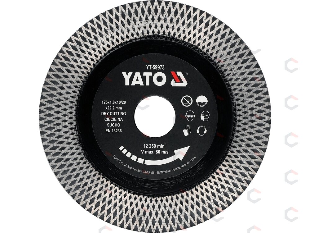 Deimantinis pjovimo diskas keramikai | 125 × 22,23 mm, segmentas 1,8 × 10/20 mm (YT-59973) 1
