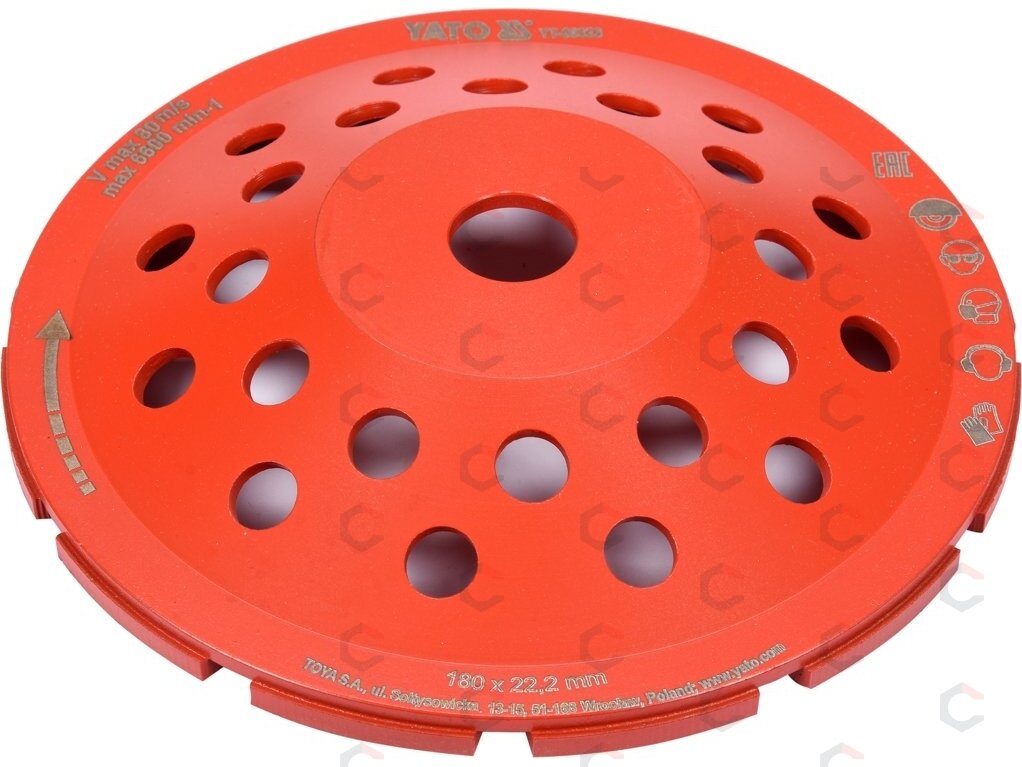Deimantinis šlifavimo diskas | lėkštinis M14 | 180 mm, segmentinis (YT-60323) 1 Deimantinis šlifavimo diskas | lėkštinis M14 | 180 mm, segmentinis (YT-60323) 1