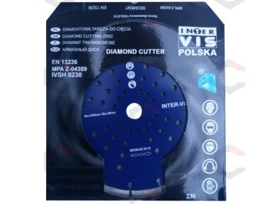 Deimantinis pjovimo diskas 230mm X15X22.2X2.6, su skylutėmis (SH0230) Deimantinis pjovimo diskas 230mm X15X22.2X2.6, su skylutėmis (SH0230)