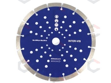 Deimantinis pjovimo diskas 230mm X15X22.2X2.6, su skylutėmis (SH0230) Deimantinis pjovimo diskas 230mm X15X22.2X2.6, su skylutėmis (SH0230)