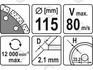 Deimantinis segmentinis pjovimo diskas | 115 mm (YT-6002) Deimantinis segmentinis pjovimo diskas | 115 mm (YT-6002)