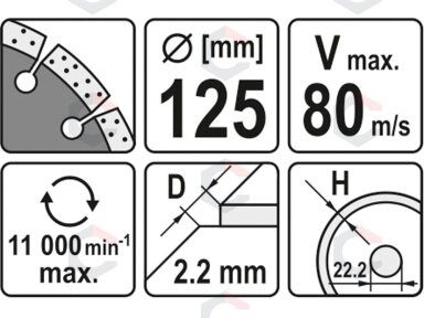 Deimantinis segmentinis pjovimo diskas | 125 mm (YT-6003) Deimantinis segmentinis pjovimo diskas | 125 mm (YT-6003)