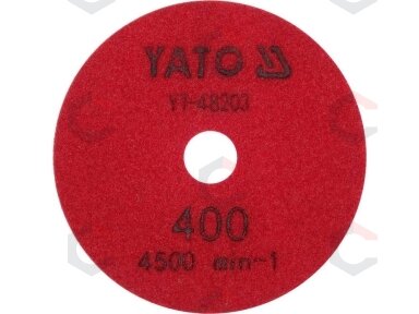 Deimantinis šlifavimo poliravimo diskas akmens masei granitui betonui | 100 mm | P400 (YT-48203) Deimantinis šlifavimo poliravimo diskas akmens masei granitui betonui | 100 mm | P400 (YT-48203)