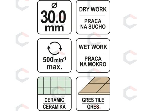 Deimantinis grąžtas cilindrinis | 30 mm (YT-60430) 3 Deimantinis grąžtas cilindrinis | 30 mm (YT-60430) 3