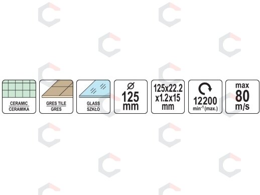 Deimantinis pjovimo diskas | stiklas, plytelės | 125 mm X 1.2 X 22,23 mm (YT-59941) 3