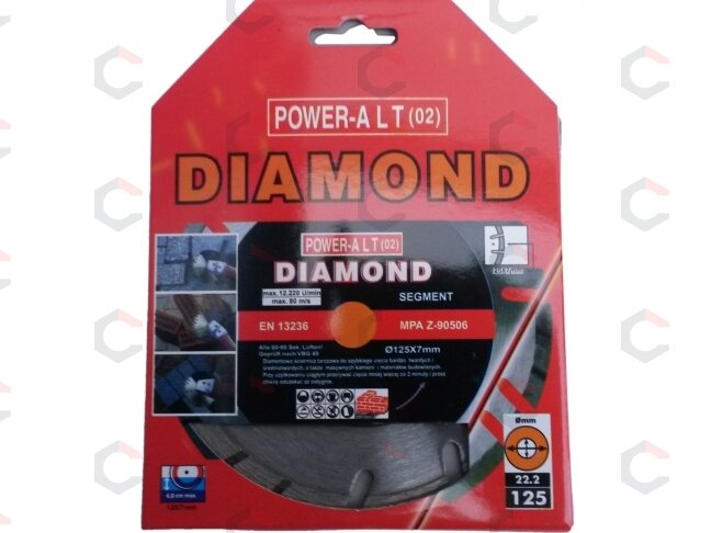 Deimantinis pjovimo diskas 125mm X1.2X1.9X7.0, segment/turbo (PAST0125) 2