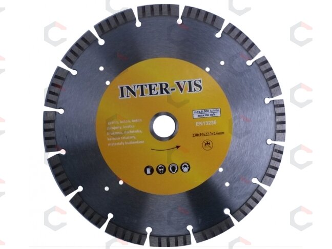 Deimantinis pjovimo diskas 230mm X 10X22.2X2.6, segment/turbo (ST0230) 2 Deimantinis pjovimo diskas 230mm X 10X22.2X2.6, segment/turbo (ST0230) 2