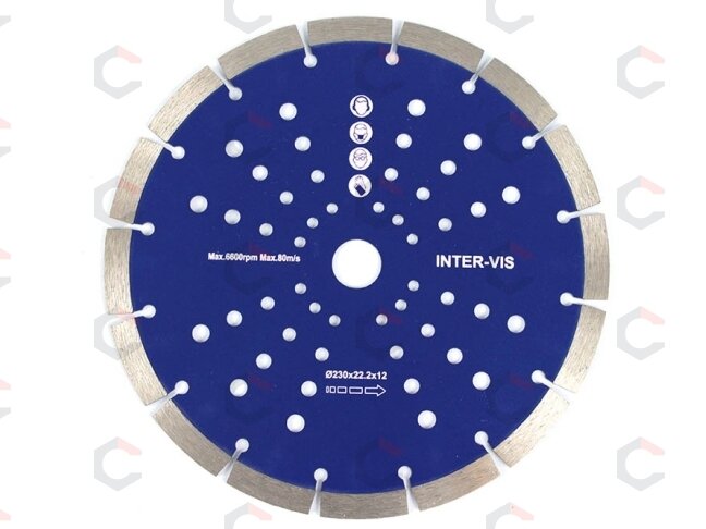 Deimantinis pjovimo diskas 230mm X15X22.2X2.6, su skylutėmis (SH0230)