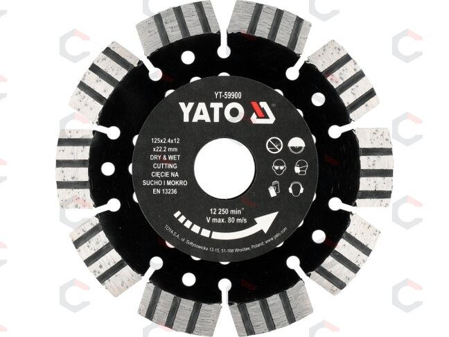 Deimantinis pjovimo diskas gelžbetoniui | 125 × 12 × 22,2 mm (YT-59900) 1 Deimantinis pjovimo diskas gelžbetoniui | 125 × 12 × 22,2 mm (YT-59900) 1