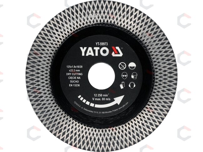 Deimantinis pjovimo diskas keramikai | 125 × 22,23 mm, segmentas 1,8 × 10/20 mm (YT-59973) 1