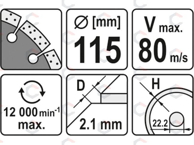 Deimantinis segmentinis pjovimo diskas | 115 mm (YT-6002) 1 Deimantinis segmentinis pjovimo diskas | 115 mm (YT-6002) 1