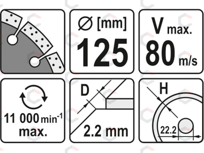 Deimantinis segmentinis pjovimo diskas | 125 mm (YT-6003) 1 Deimantinis segmentinis pjovimo diskas | 125 mm (YT-6003) 1