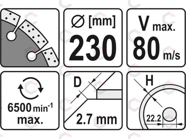 Deimantinis segmentinis pjovimo diskas | 230 mm (YT-6005) 2 Deimantinis segmentinis pjovimo diskas | 230 mm (YT-6005) 2