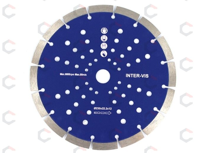 Deimantinis pjovimo diskas 230mm X15X22.2X2.6, su skylutėmis (SH0230) Deimantinis pjovimo diskas 230mm X15X22.2X2.6, su skylutėmis (SH0230)