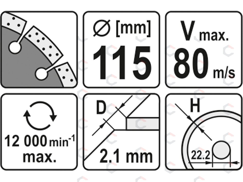 Deimantinis segmentinis pjovimo diskas | 115 mm (YT-6002) 1 Deimantinis segmentinis pjovimo diskas | 115 mm (YT-6002) 1