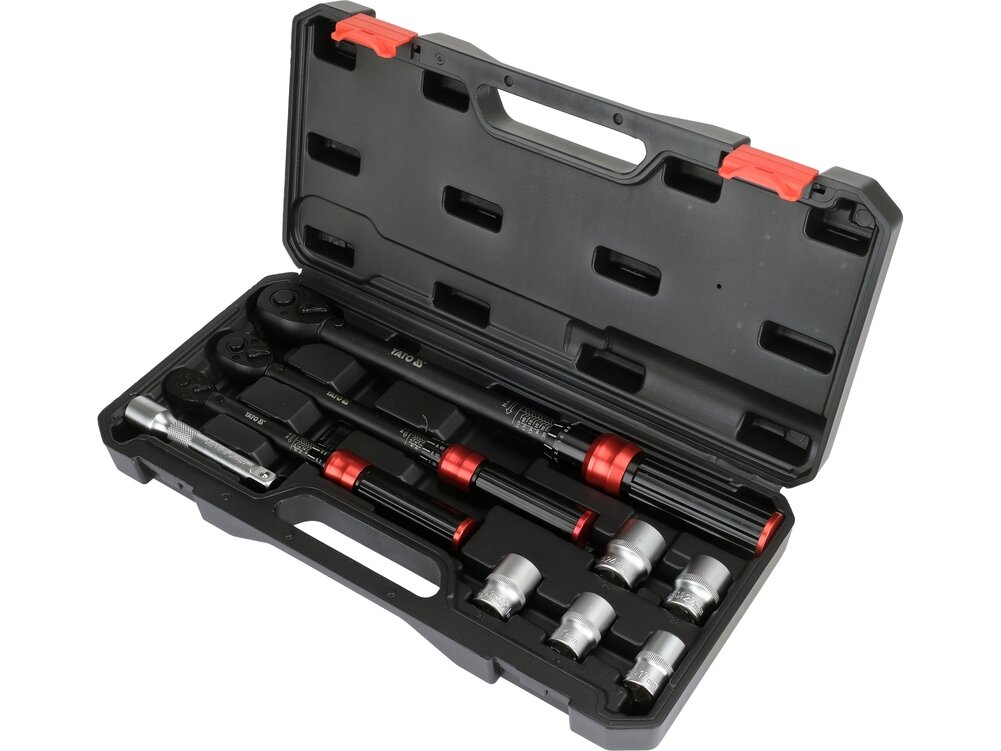 Dinamometrinių raktų rinkinys | 1/4", 3/8", 1/2" | 2–220 Nm | 9 vnt. (YT-07716) Dinamometrinių raktų rinkinys | 1/4", 3/8", 1/2" | 2–220 Nm | 9 vnt. (YT-07716)