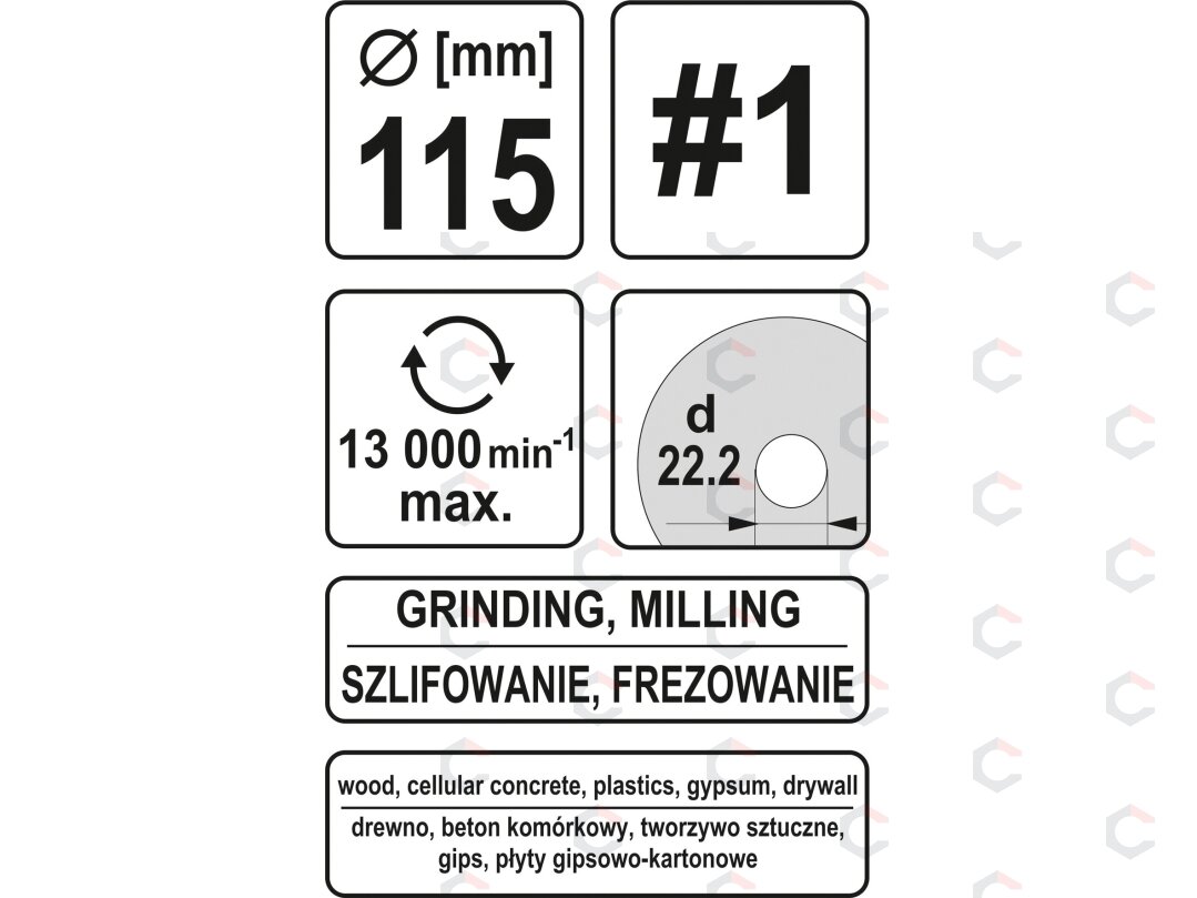 Diskas/freza medžiui 115mm, No1 (YT-59166) 4 Diskas/freza medžiui 115mm, No1 (YT-59166) 4