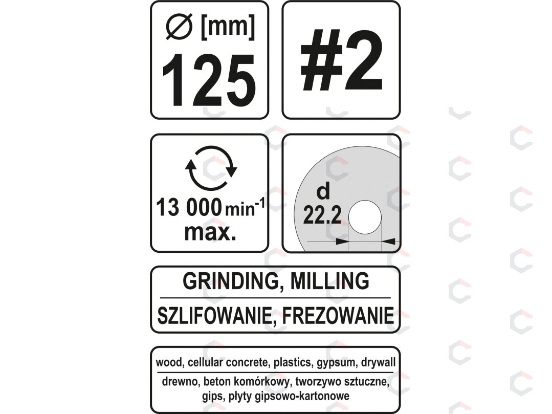 Diskas/freza medžiui 125mm, No2 (YT-59165) 3 Diskas/freza medžiui 125mm, No2 (YT-59165) 3
