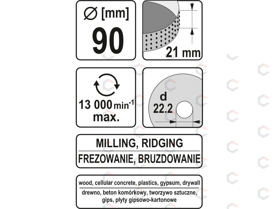 Diskas / freza medžiui | 90 mm / 21 mm (YT-59175) 3 Diskas / freza medžiui | 90 mm / 21 mm (YT-59175) 3