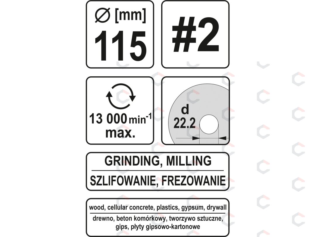 Diskas/freza medžiui 115mm, No2 (YT-59164) 4 Diskas/freza medžiui 115mm, No2 (YT-59164) 4