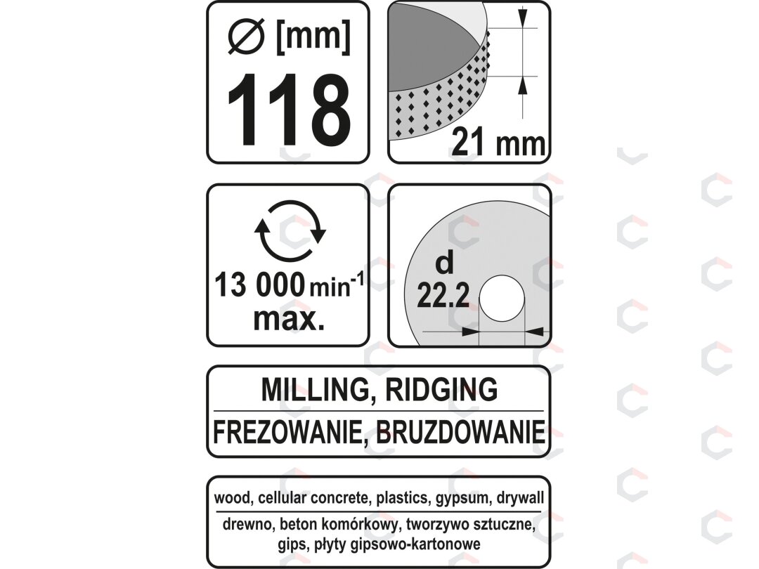 Diskas / freza medžiui | 118 mm / 21 mm (YT-59176) 3 Diskas / freza medžiui | 118 mm / 21 mm (YT-59176) 3