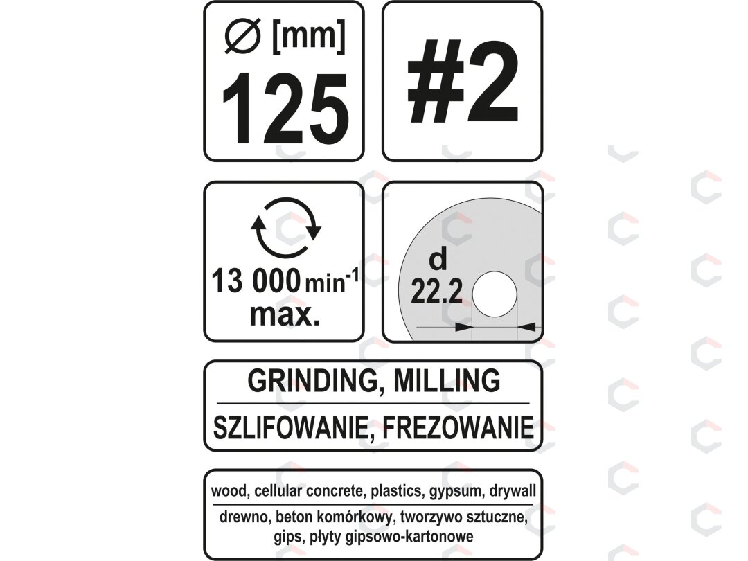Diskas/freza medžiui 125mm, No2 (YT-59169) 4 Diskas/freza medžiui 125mm, No2 (YT-59169) 4