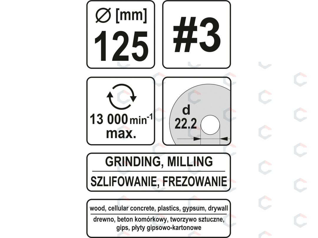 Diskas/freza medžiui 125mm, No3 (YT-59170) 4 Diskas/freza medžiui 125mm, No3 (YT-59170) 4