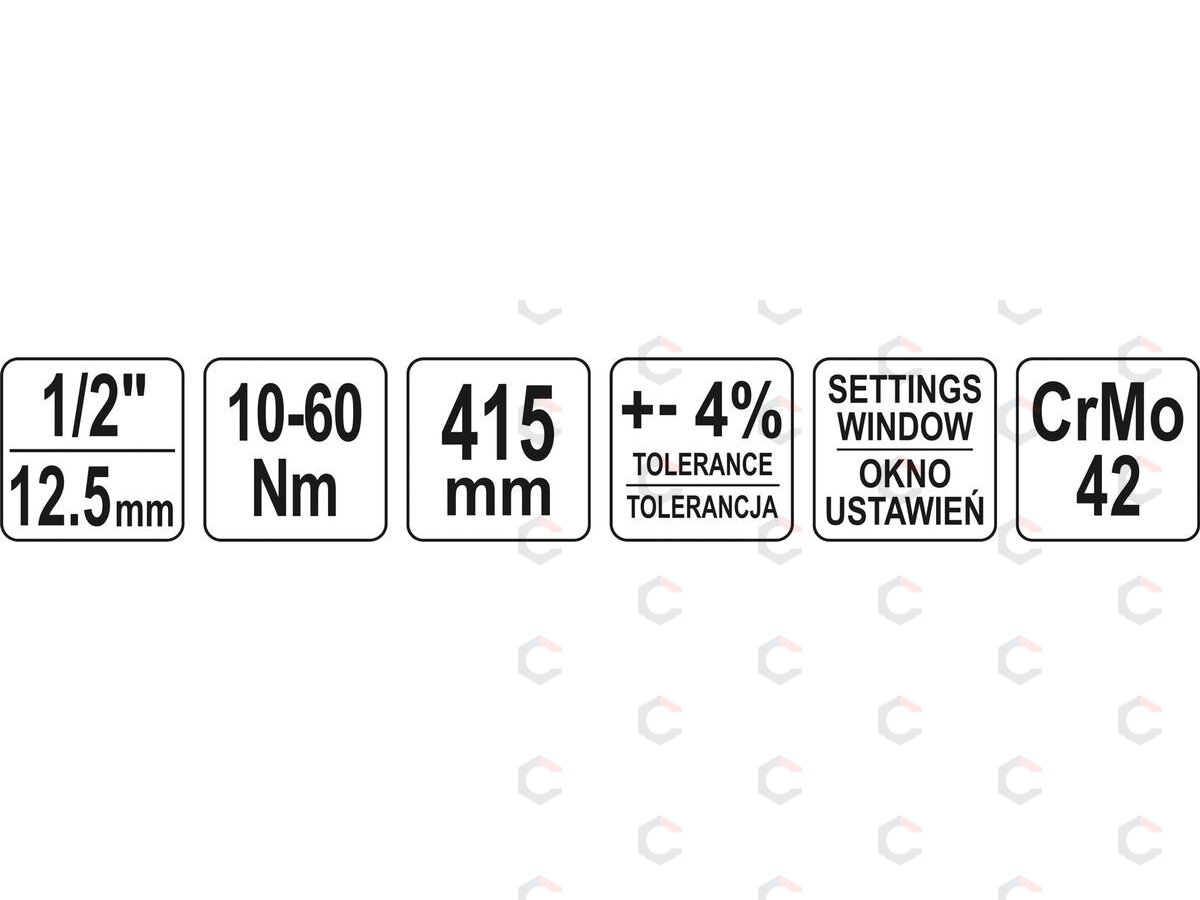 Dinamometrinis raktas | 1/2" | 10–60 Nm | 415 mm | YATO (YT-07612) 5 Dinamometrinis raktas | 1/2" | 10–60 Nm | 415 mm | YATO (YT-07612) 5