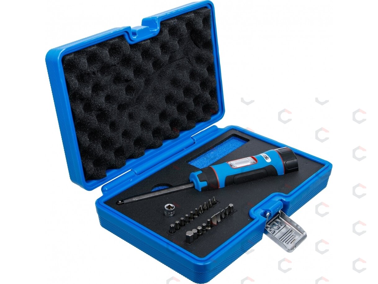 Dinamometrinio rakto ir priedų rinkinys | 6.3 mm 1/4" | 1 - 8 Nm | 22 vnt (7122) Dinamometrinio rakto ir priedų rinkinys | 6.3 mm 1/4" | 1 - 8 Nm | 22 vnt (7122)