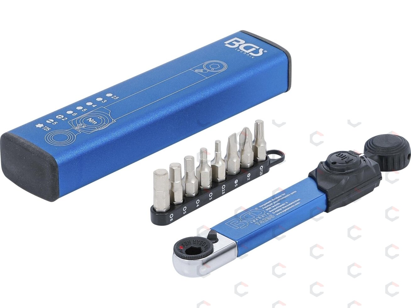 Dinamometrinis raktas | Vidinis šešiakampis 6,3 mm (1/4") | 2–10 Nm | su antgalių rinkiniu | 9 vnt. (74295) Dinamometrinis raktas | Vidinis šešiakampis 6,3 mm (1/4") | 2–10 Nm | su antgalių rinkiniu | 9 vnt. (74295)