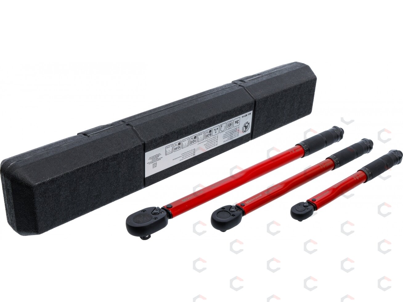Dinamometrinių raktų rinkinys | 1/4", 3/8", 1/2" | 2–210 Nm | 3 vnt. (90114) Dinamometrinių raktų rinkinys | 1/4", 3/8", 1/2" | 2–210 Nm | 3 vnt. (90114)
