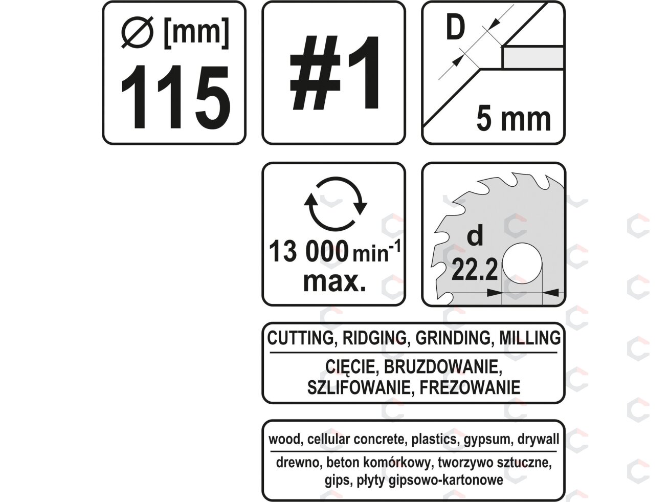 Diskas/freza medžiui 115mm, No1 (YT-59171) 4 Diskas/freza medžiui 115mm, No1 (YT-59171) 4