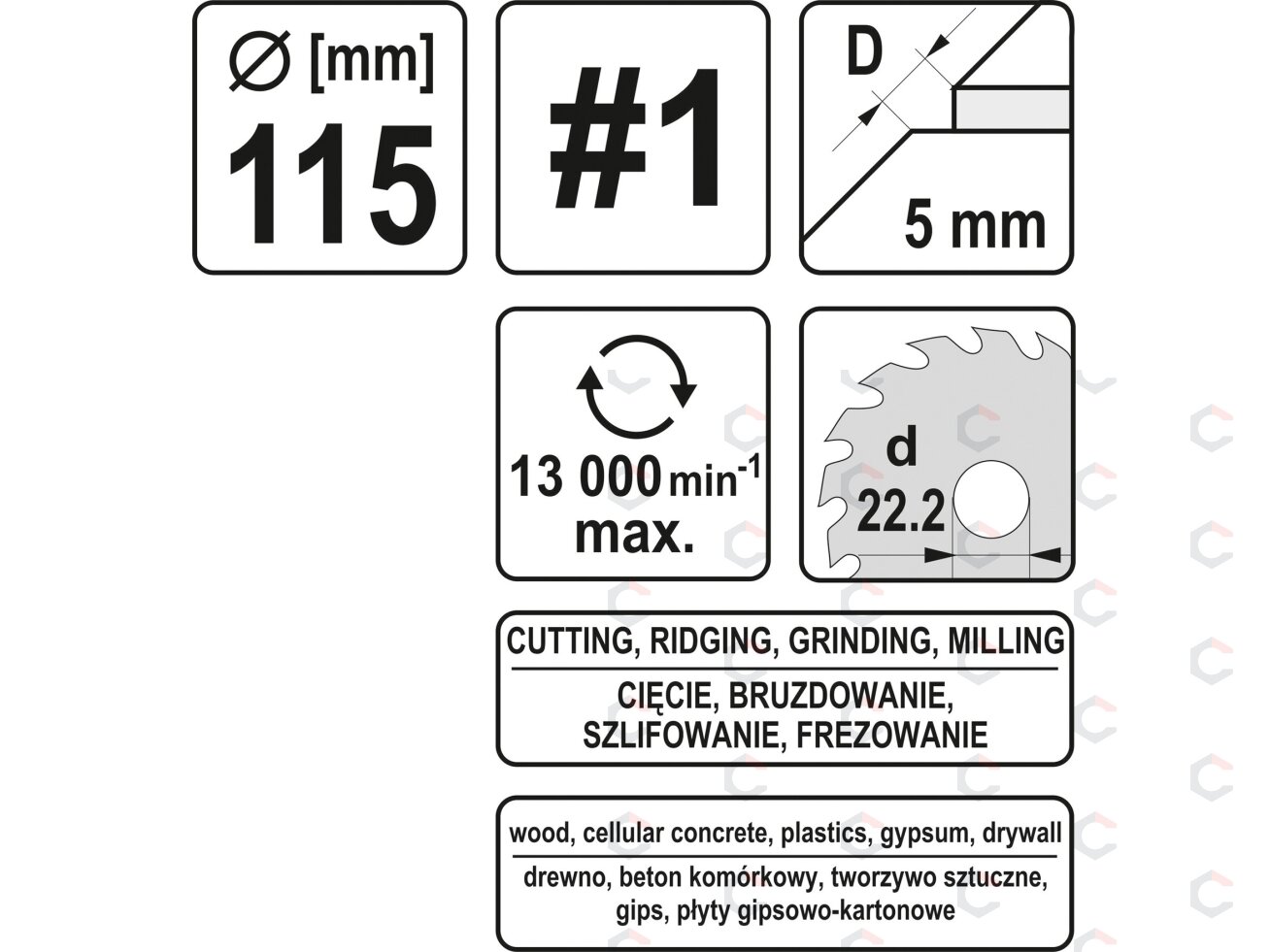 Diskas/freza medžiui 115mm, No1 (YT-59173) 4