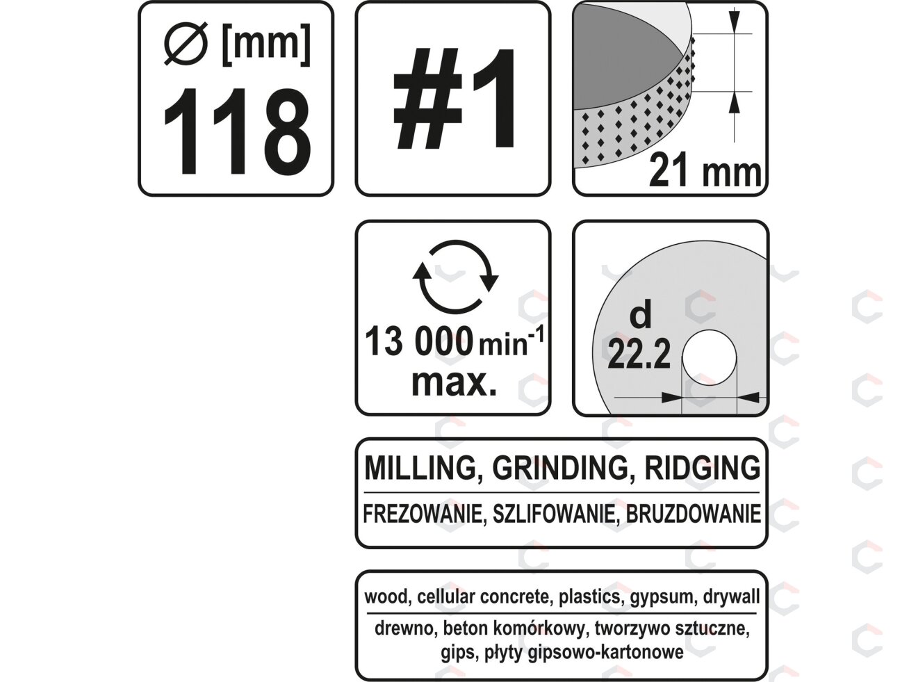 Diskas / freza medžiui | 118 mm / 21 mm (YT-59177) 3 Diskas / freza medžiui | 118 mm / 21 mm (YT-59177) 3