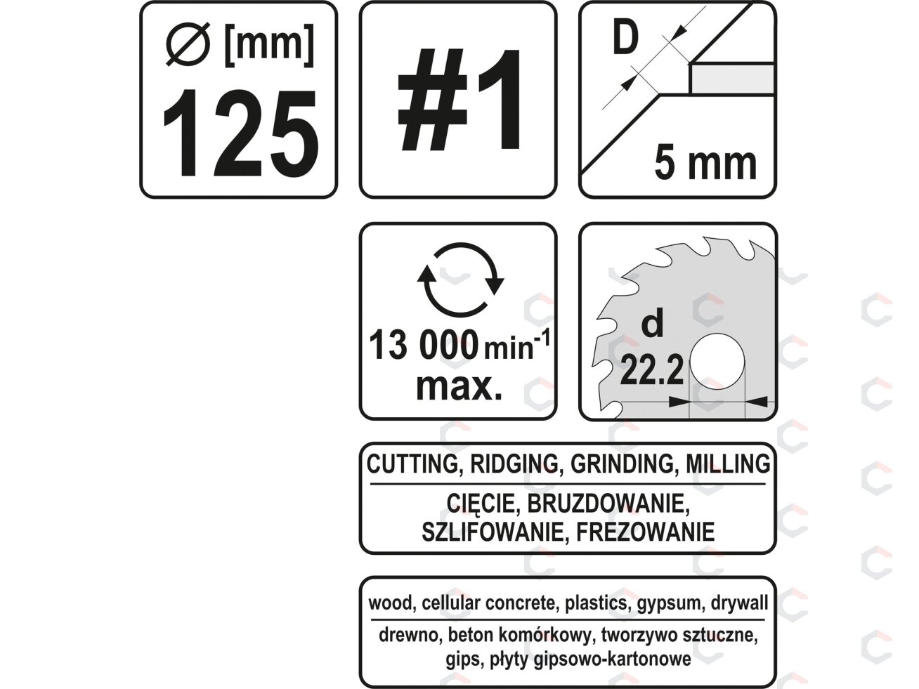 Diskas/freza medžiui 125mm, No1 (YT-59172) 4