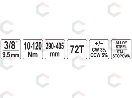 Dinamometrinis raktas | 10 mm (3/8") | 10 - 120 Nm (YT-07673) 5 Dinamometrinis raktas | 10 mm (3/8") | 10 - 120 Nm (YT-07673) 5